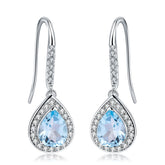Natural Colourful Treasure Soleste Halo Pear Drop Silver Drop Earrings for Women
